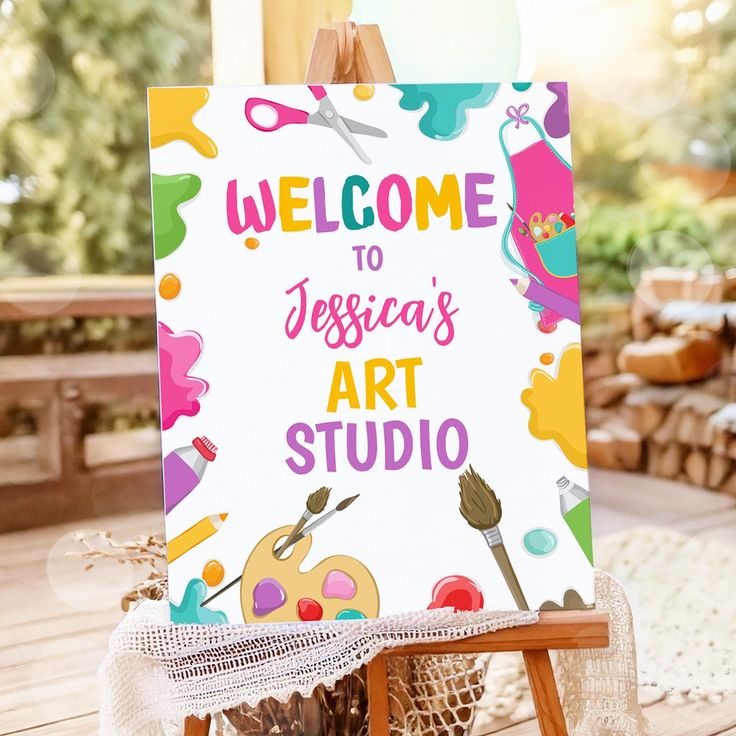Art themed birthday party with painting stations and colorful decor