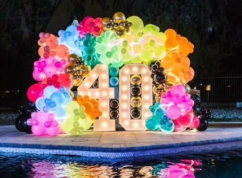 Teen birthday party with neon lights