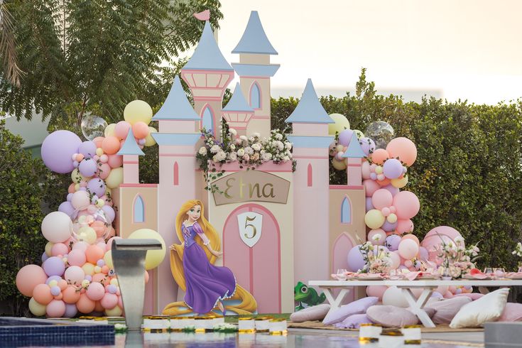 Princess birthday party with castle decor