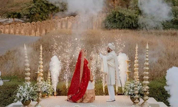 Traditional Indian wedding rituals in progress